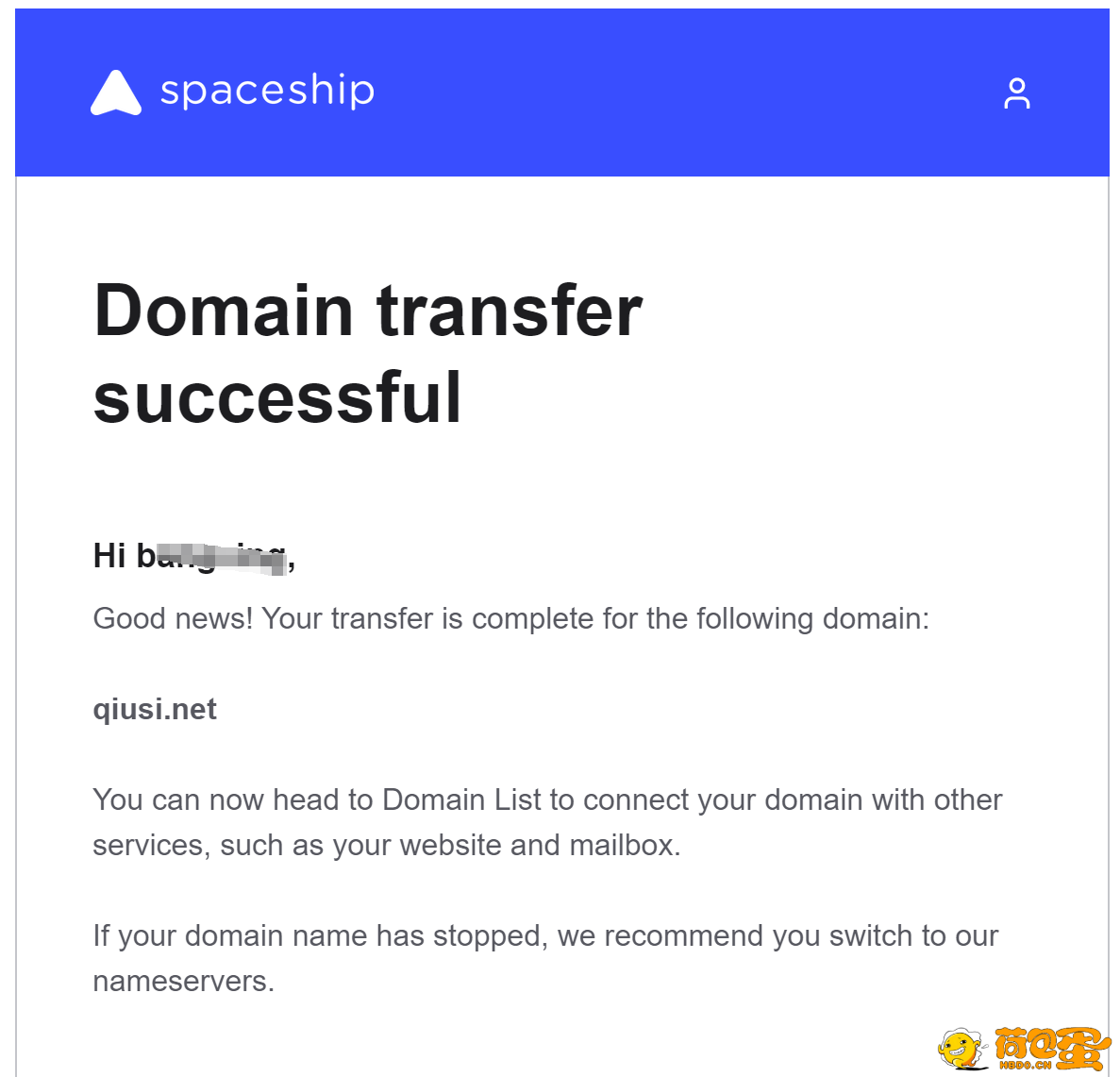 哎，早上又一个到期域名转到了宇宙飞船