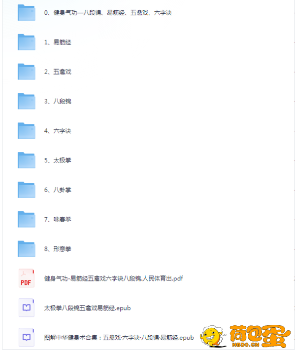 《中华健身养生合集》电子书 视频 易筋经 五禽戏 太极拳 八卦拳 咏春拳[pdf.mp4] ...